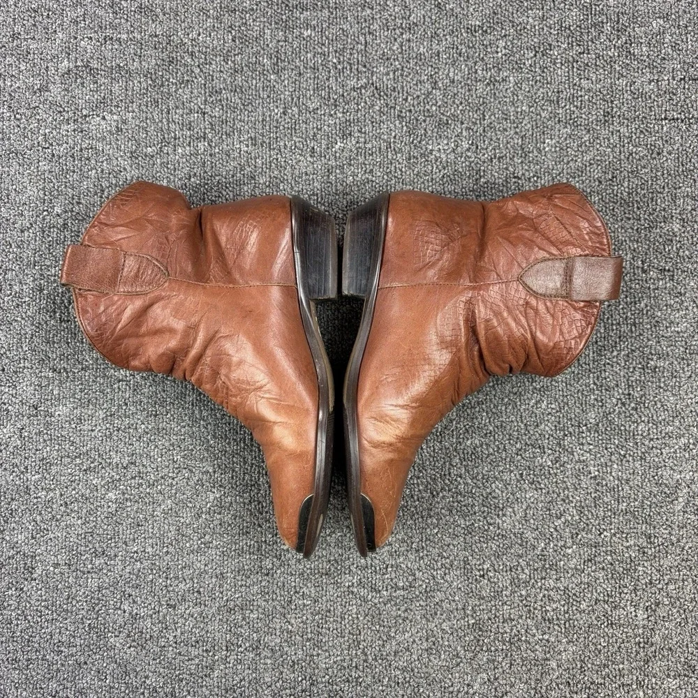 Vintage Sudini Vaquero Italian Leather Ankle Boots Pointed Toe Brown Size 6 B